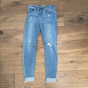 Sneak Peek Light Blue Distressed Skinny Jeans